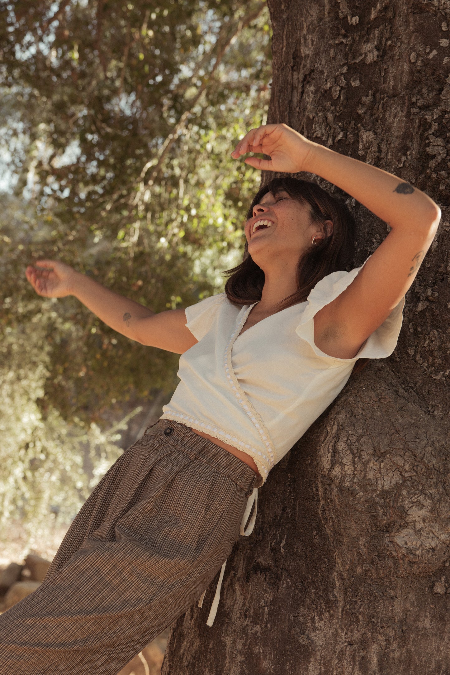 Dreamland Linen Wrap Top